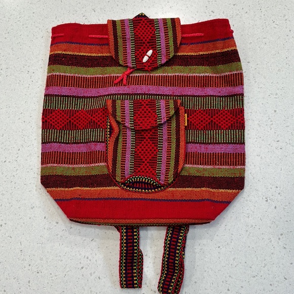 MEXICAN SHERAPE RED BOHO BACKPACK - Picture 3 of 6